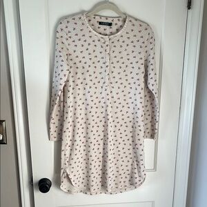 RALPH LAUREN cotton Cream and Red Floral pj dress S preppy cottage HERITAGE